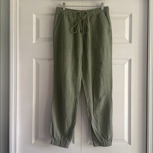 Sanctuary Sage Green Linen Blend Joggers - Size Small
